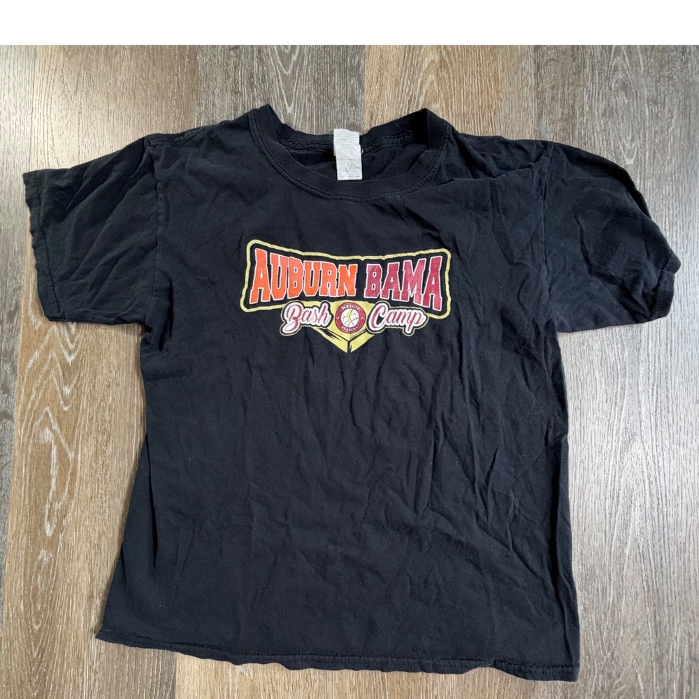 Gildan T-Shirt Kids Large Black Auburn Bama Bash Camp Short Sleeve Graphic Tee